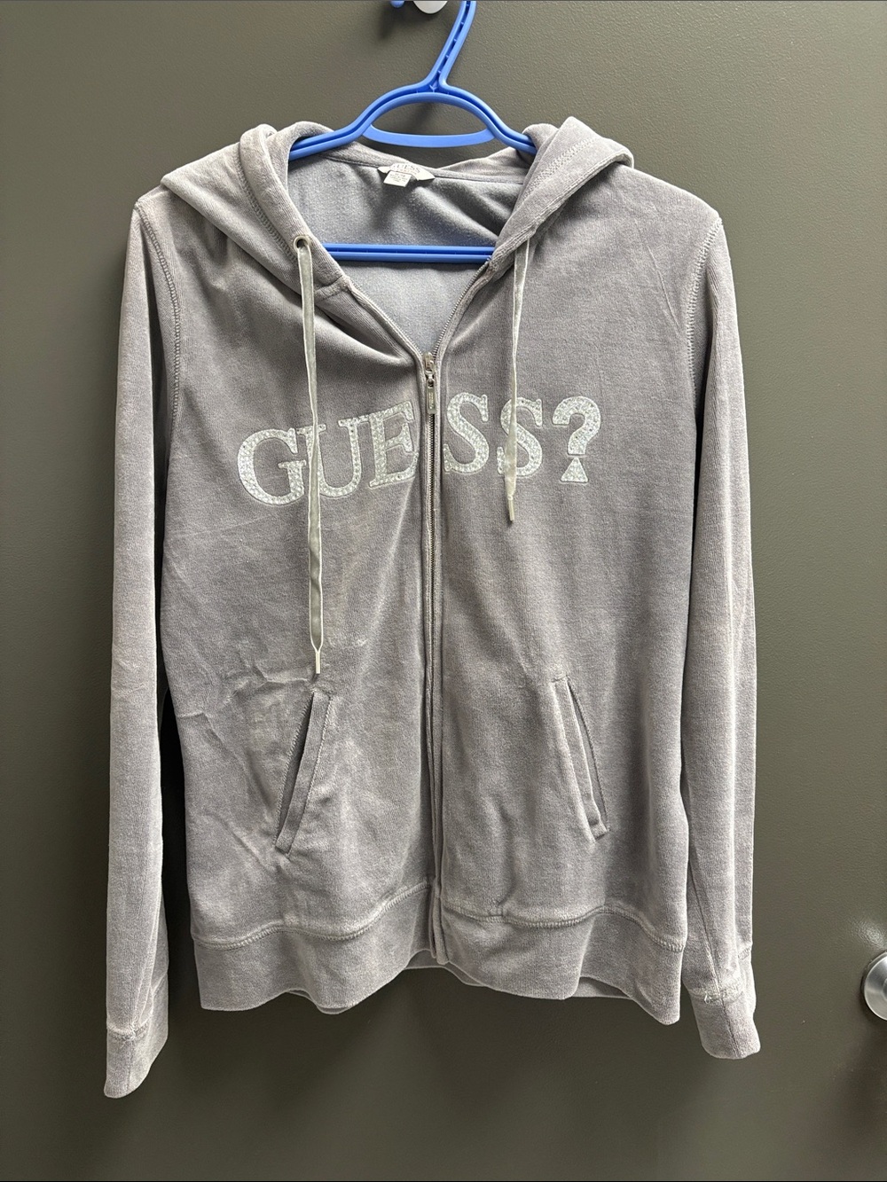 Y2K Vintage Guess Velour bedazzled hoodie